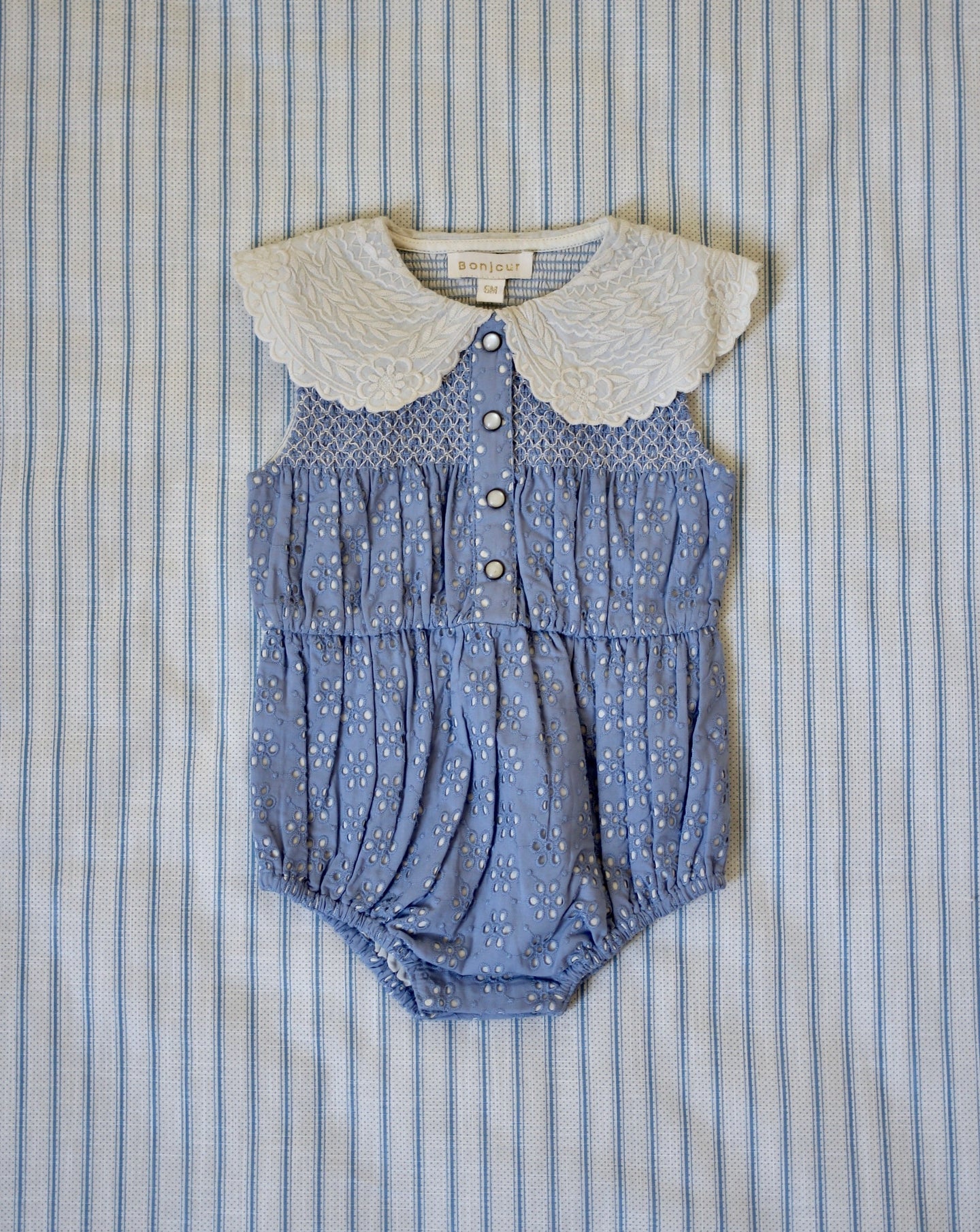 BABY ROMPER  | BLUE ENGLISH EMBROIDERY