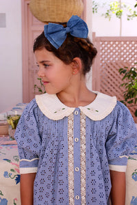 MADELEINE TUNIQUE  | BLUE ENGLISH EMBROIDERY (ONLY 2Y LEFT)