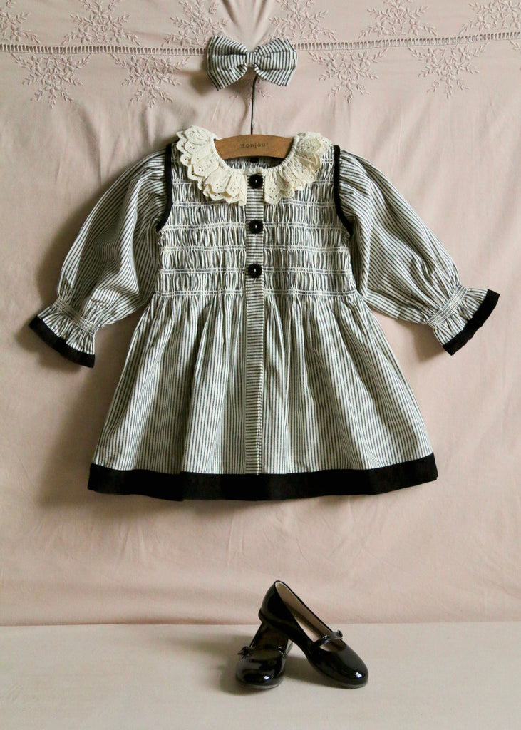 morphose 森の音楽隊JSK、ヘアクリップ、ブラウスセット TUNIC DRESS WITH HAIR CLIP | BLACK STRIPE – THE FUTURE IS ME