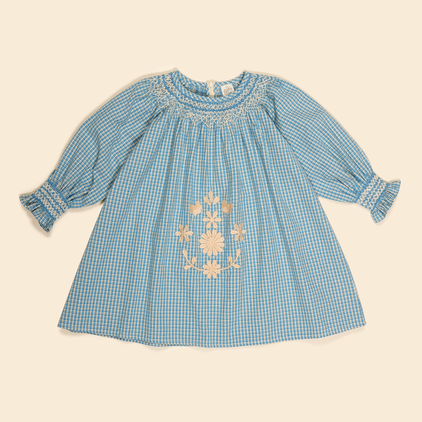 CECE SMOCK DRESS | TABLECHECK MARINE