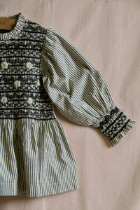 HANDSMOCK BLOUSE | BLACK STRIPE
