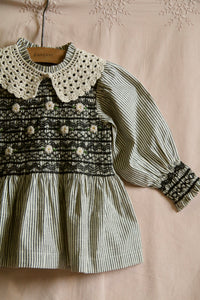 HANDSMOCK BLOUSE | BLACK STRIPE