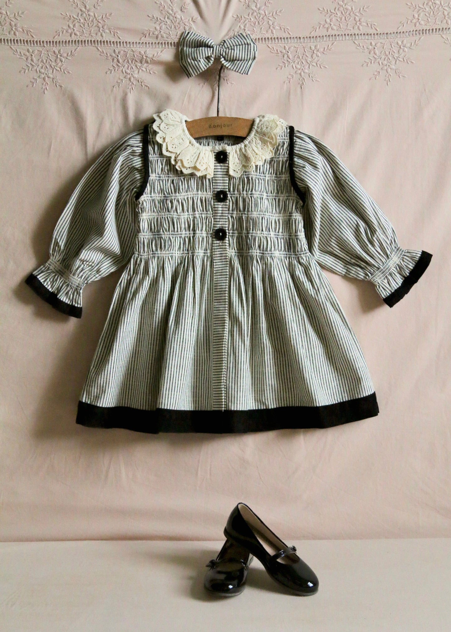 TUNIC DRESS WITH HAIR CLIP | BLACK STRIPE