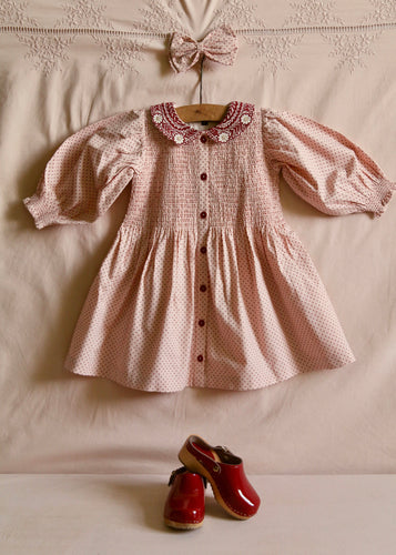 TUNIC DRESS WITH HAIR CLIP  | PINK DOT PRINT