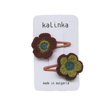 FLOWER HAIR CLIP SET | CHESTNUT/PISTACHIO