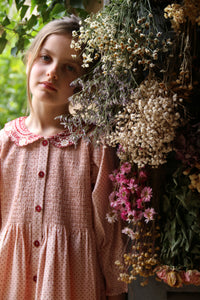 TUNIC DRESS WITH HAIR CLIP  | PINK DOT PRINT