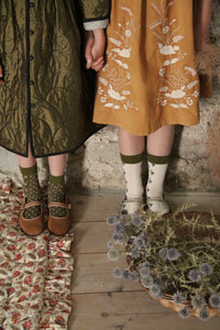 CARAMEL CORDUROY DRESS WITH HAIR CLIP