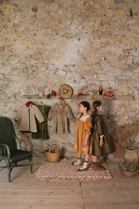 CARAMEL CORDUROY DRESS WITH HAIR CLIP