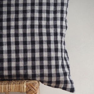 ●60% OFF● LINEN CUSHION COVER | BLACK GINGHAM