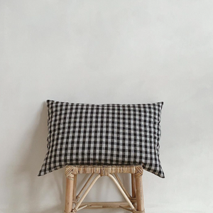 ●50% OFF● LINEN CUSHION COVER | BLACK GINGHAM